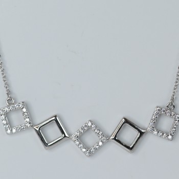 Sterling Silver/CZ Diamond Shape Necklace